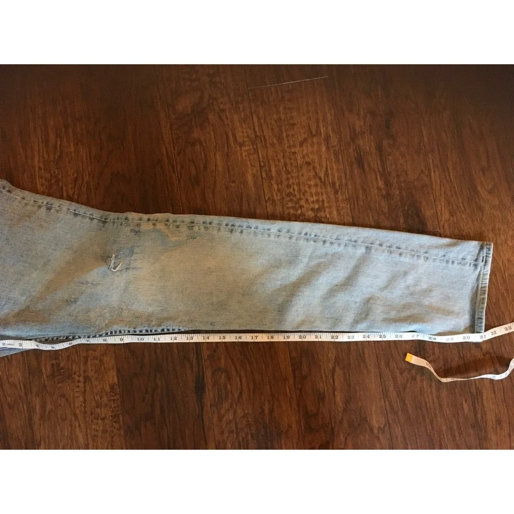 AllSaints Cigarette Slim Fit Jeans Light Wash Blue Denim Button Fly Mens 31x31